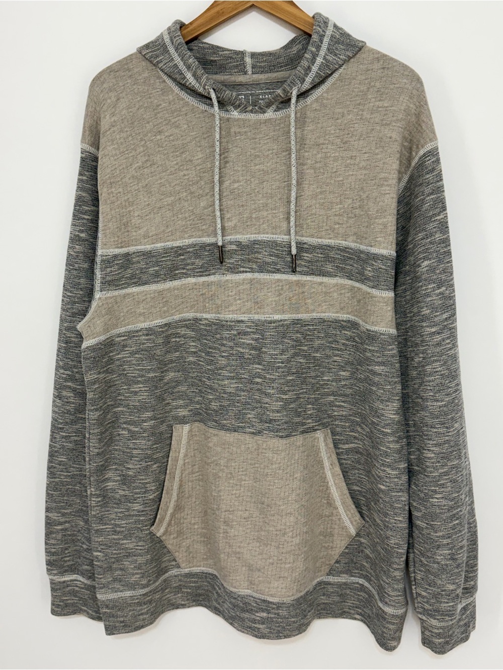 BKE Men's Colorblock Gray & Tan Hoodie Size XL
